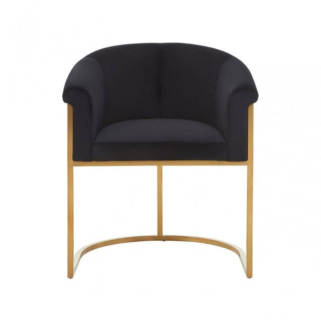 Vogue Black Velvet And Matte Gold Dining Chair