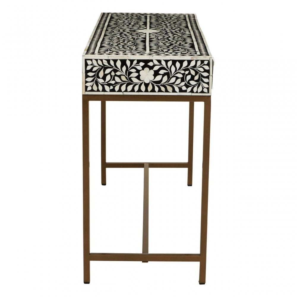 Fusion Console Table With Gold Finish Legs