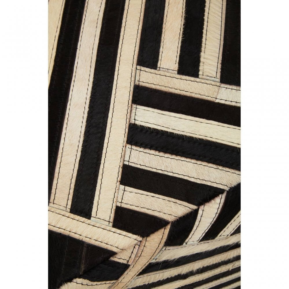 Safira Black And White Leather Pouffee