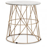 Mandoli White Marble Round Side Table
