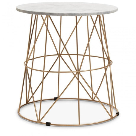 Mandoli White Marble Round Side Table