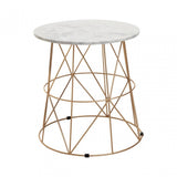 Mandoli White Marble Round Side Table