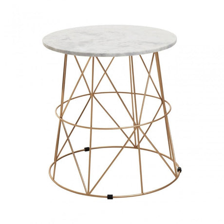 Mandoli White Marble Round Side Table