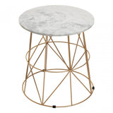 Mandoli White Marble Round Side Table