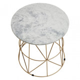 Mandoli White Marble Round Side Table