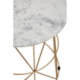 Mandoli White Marble Round Side Table