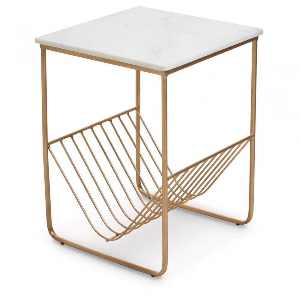 Mandoli White Marble Rack Side Table