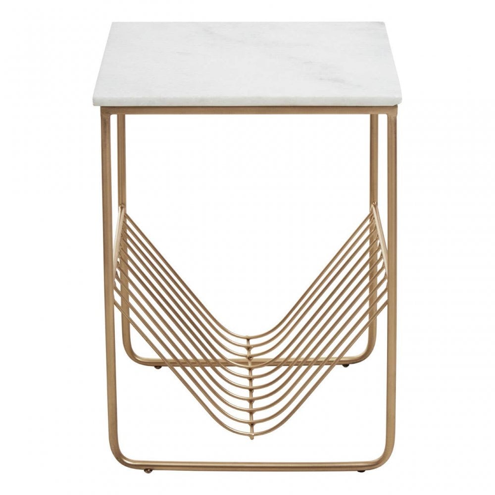 Mandoli White Marble Rack Side Table