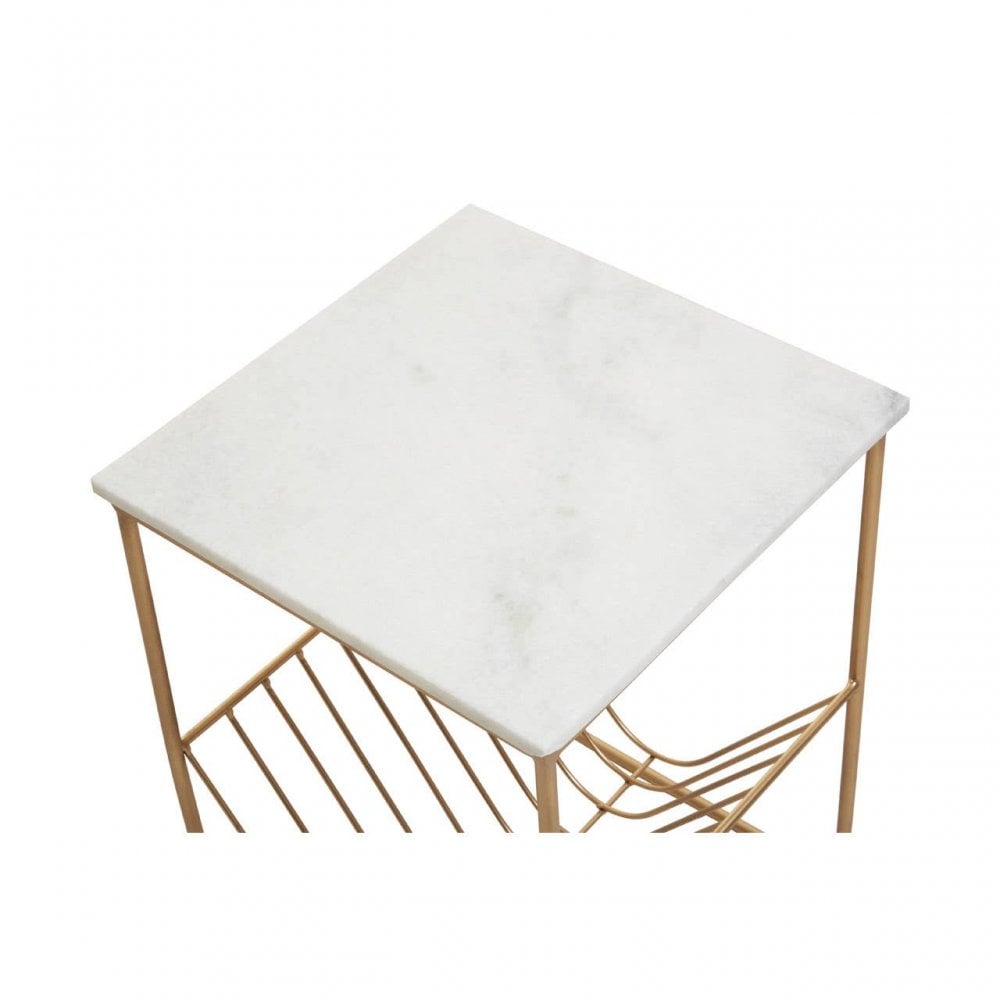 Mandoli White Marble Rack Side Table