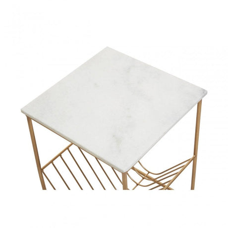 Mandoli White Marble Rack Side Table