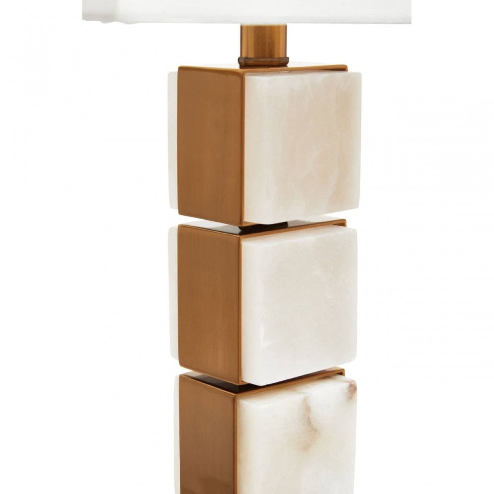 Marmo White Fabric Shade Table Lamp