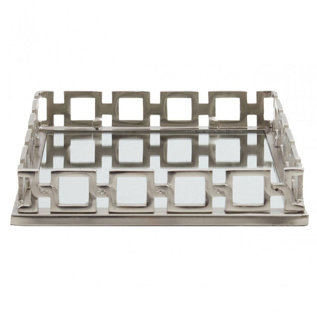 Rhoda Square Nickle Finish Mirror Tray