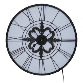 Genova Roman Numeral Black And White Led Wall Clock