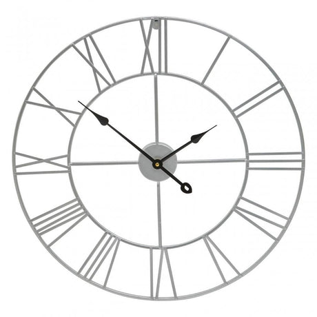 Genova Small Silver Metal Roman Numeral Wall Clock