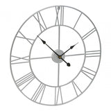 Genova Small Silver Metal Roman Numeral Wall Clock