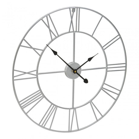 Genova Small Silver Metal Roman Numeral Wall Clock