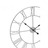 Genova Small Silver Metal Roman Numeral Wall Clock