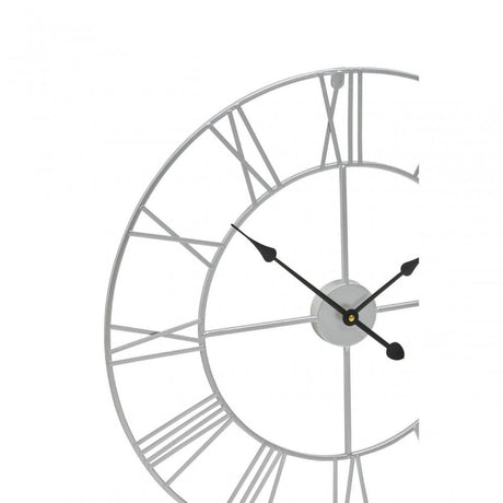 Genova Small Silver Metal Roman Numeral Wall Clock