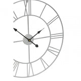 Genova Small Silver Metal Roman Numeral Wall Clock
