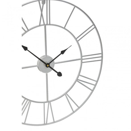 Genova Small Silver Metal Roman Numeral Wall Clock