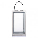 Herber Large Silver Steel With Hair On Leather Handle Lantern