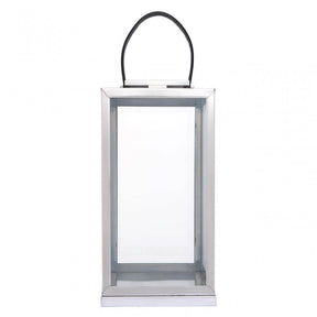 Herber Large Silver Steel With Hair On Leather Handle Lantern