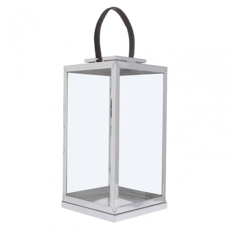 Herber Large Silver Steel With Hair On Leather Handle Lantern