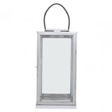Herber Large Silver Steel With Hair On Leather Handle Lantern