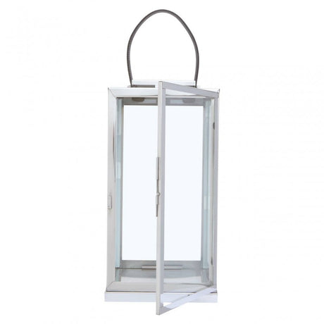 Herber Large Silver Steel With Hair On Leather Handle Lantern