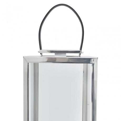 Herber Large Silver Steel With Hair On Leather Handle Lantern