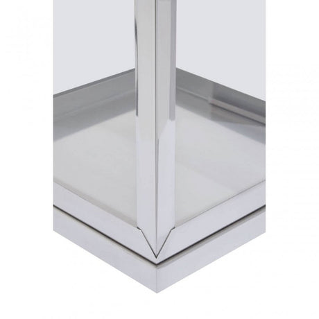 Herber Large Silver Steel With Hair On Leather Handle Lantern