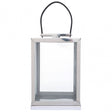Herber Small Silver Steel With Hair On Leather Handle Lantern
