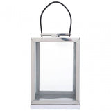 Herber Small Silver Steel With Hair On Leather Handle Lantern