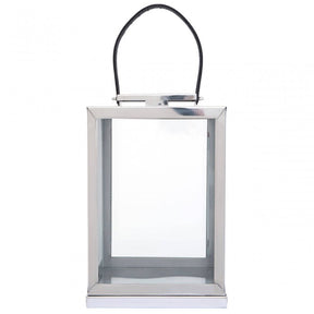 Herber Small Silver Steel With Hair On Leather Handle Lantern
