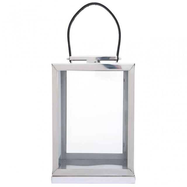 Herber Small Silver Steel With Hair On Leather Handle Lantern