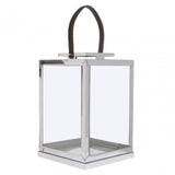 Herber Small Silver Steel With Hair On Leather Handle Lantern