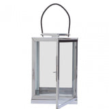 Herber Small Silver Steel With Hair On Leather Handle Lantern