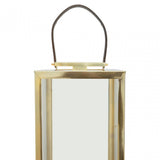Herber Large Gold Steel With Hair On Leather Handle Lantern
