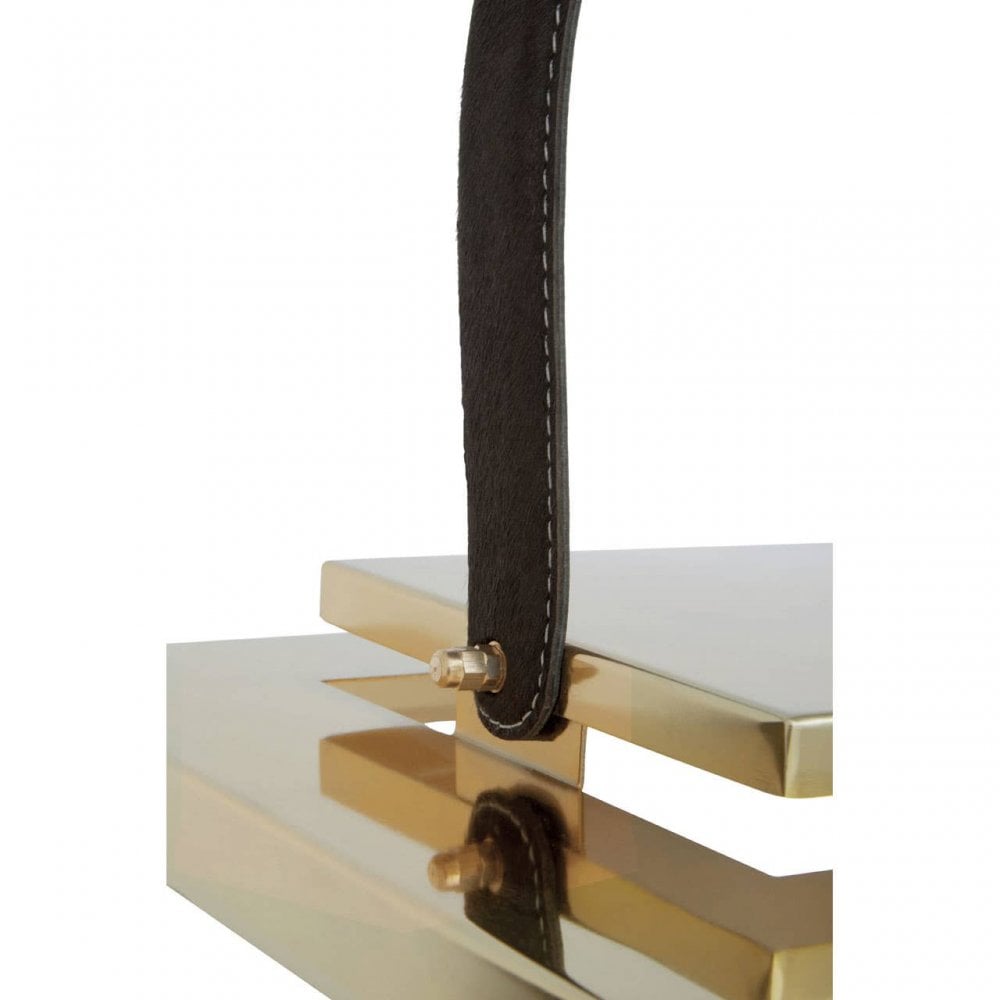 Herber Large Gold Steel With Hair On Leather Handle Lantern