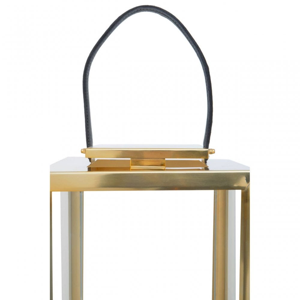 Herber Small Gold Steel With Hair On Leather Handle Lantern