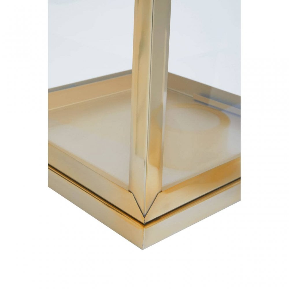 Herber Small Gold Steel With Hair On Leather Handle Lantern