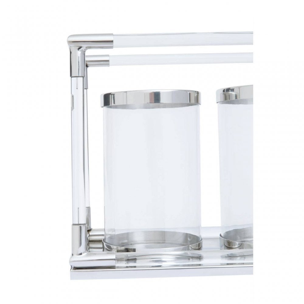 Lucita Double Silver Steel And Acrylic Lantern