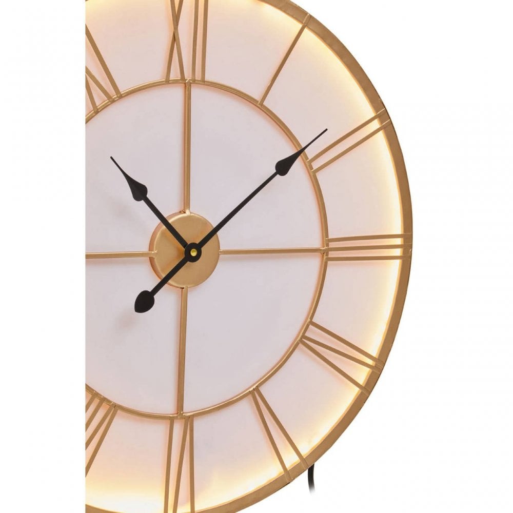 Genova Small Gold And White Led Wall Clock
