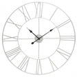 Genova Large Silver Metal Roman Numeral Wall Clock