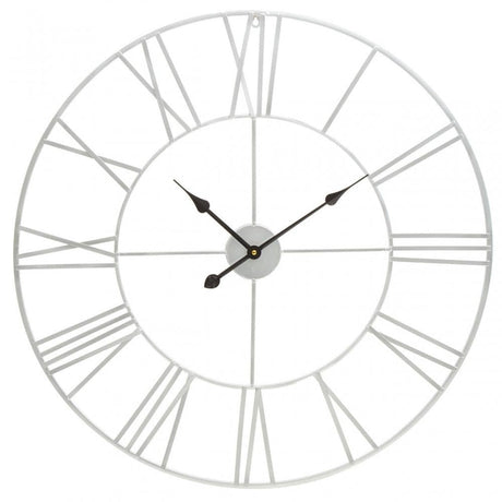 Genova Large Silver Metal Roman Numeral Wall Clock