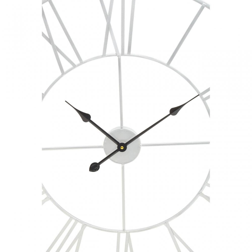 Genova Large Silver Metal Roman Numeral Wall Clock