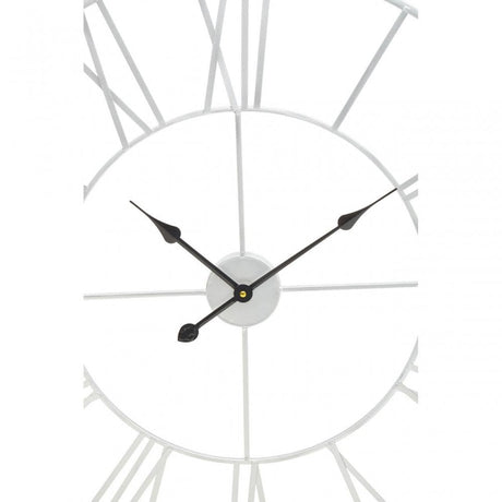 Genova Large Silver Metal Roman Numeral Wall Clock
