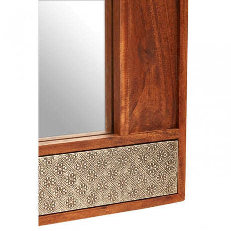 Boho Acacia Wood Wall Mirror
