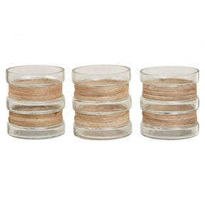 Kuta Set Of 3 Natural Tealight Holders