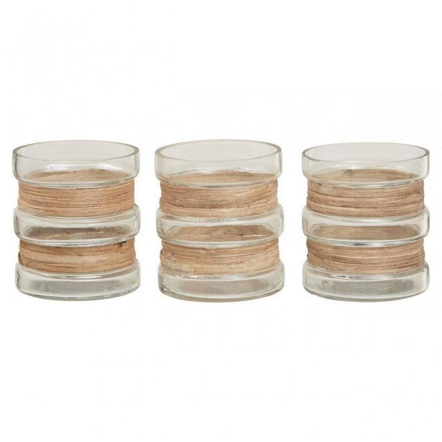 Kuta Set Of 3 Natural Tealight Holders